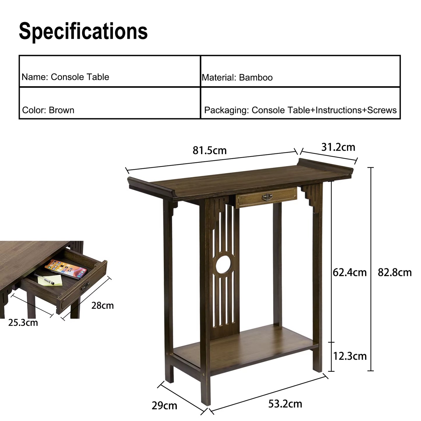 Rustic Entryway Console Table with Drawer