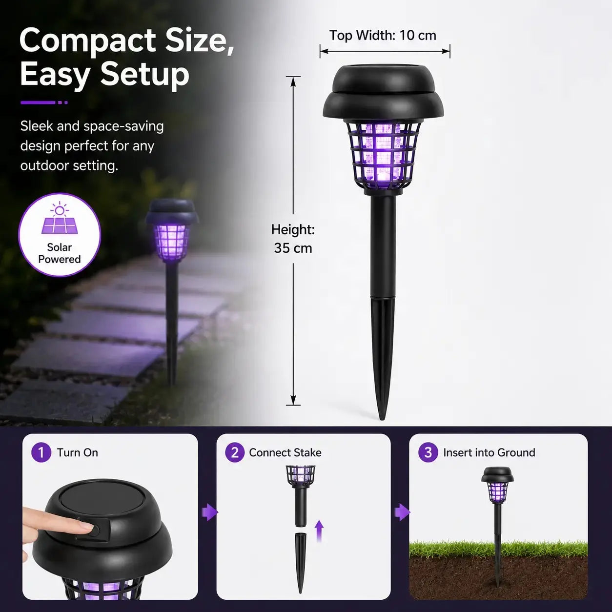Solar Mosquito Zapper Pathway Light – 2-in-1 UV Bug Killer & LED Garden Lamp