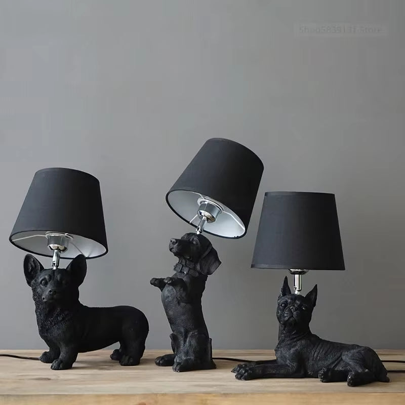 Nordic Animal Puppy LED Table Lamps for Living Room Modern Creative Decorative Bedroom Lamp Industrial Light Fixtures Luminaire