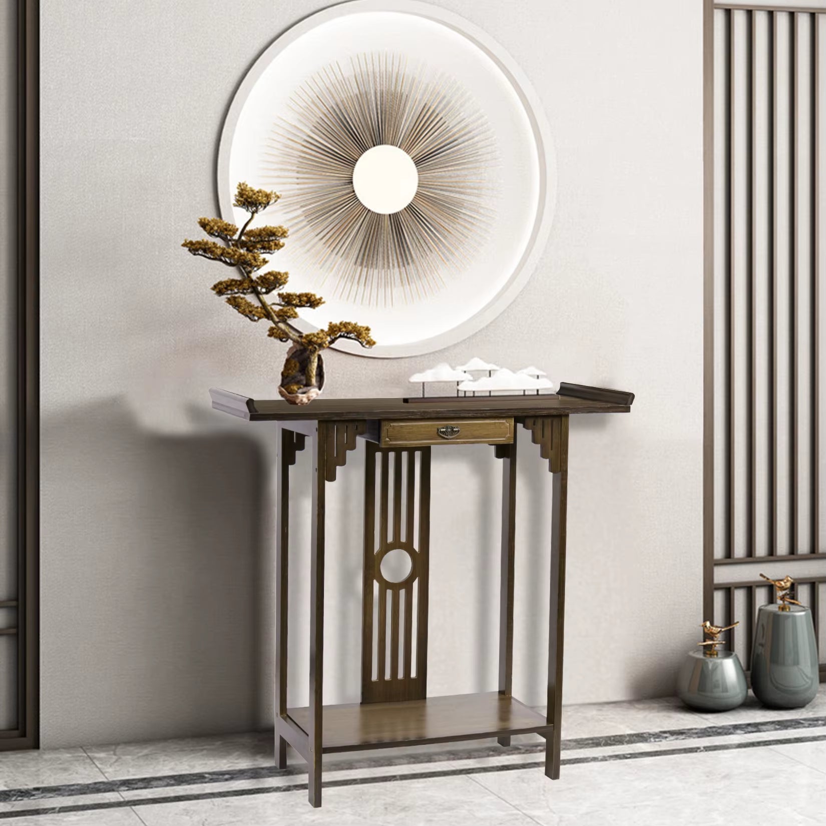 Rustic Entryway Console Table with Drawer