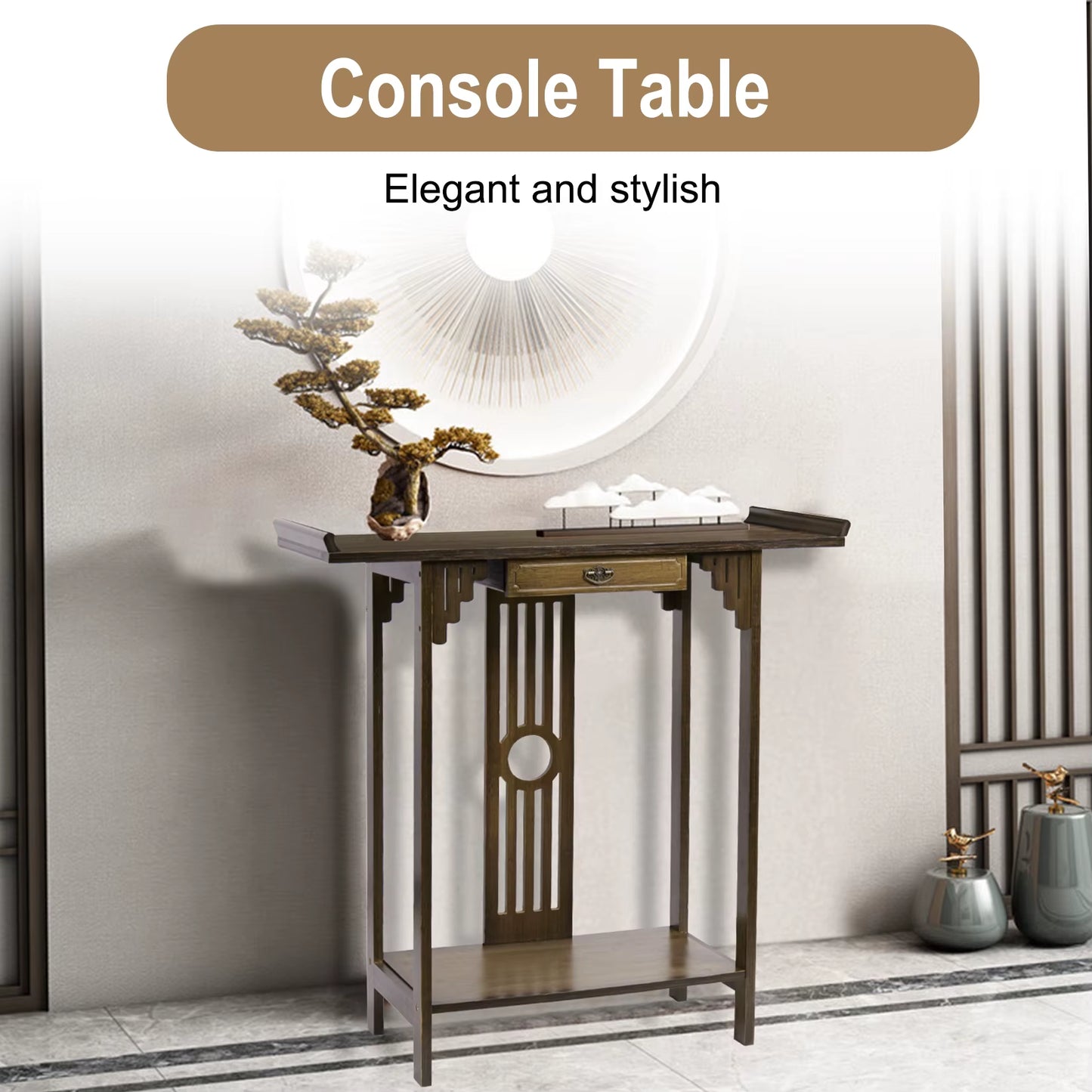 Rustic Entryway Console Table with Drawer