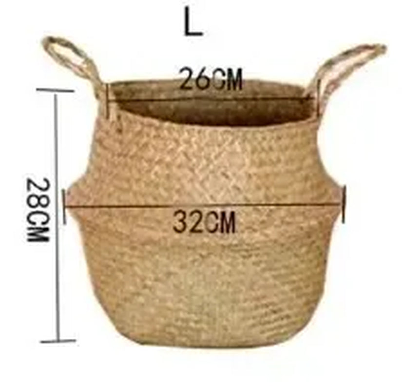 Natural Seaweed Wicker Basket Rattan Hanging Flowerpot Flowerpot Dirty Clothes Dirty Clothes Storage Botany Potted Plant Tools