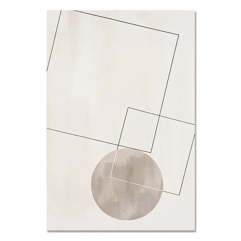 Abstract Geometric Wall Art Canvas Print Set – Modern Minimalist Black & Beige Poster Decor