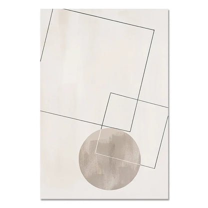 Abstract Geometric Wall Art Canvas Print Set – Modern Minimalist Black & Beige Poster Decor