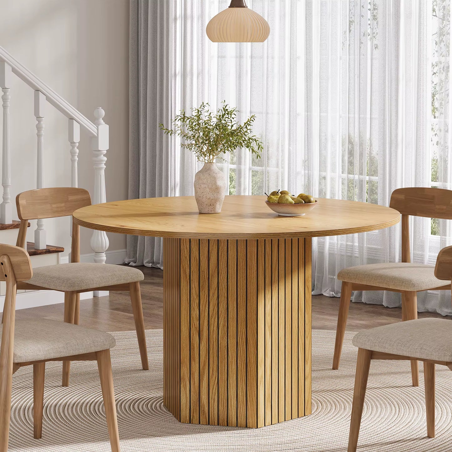 Industrial Round Dining Table for 4–6 People