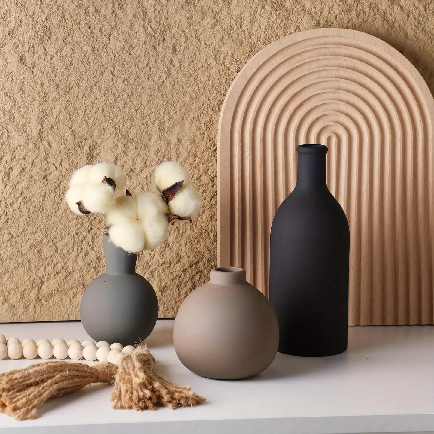 🏺 Modern Ceramic Vase Set – 3 Piece Decorative Collection