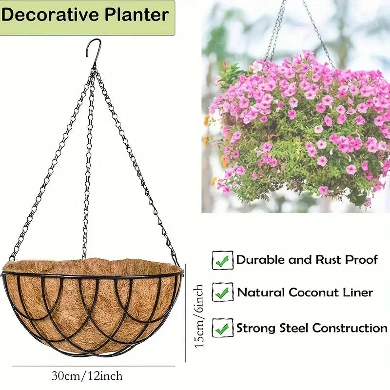 12Inchhanging Basket Flowerpot Coconut Palm Indoor Flowerpot Hanging Basket Flowerpot Hanging Plant Indoor and Outdoor Flowerpot