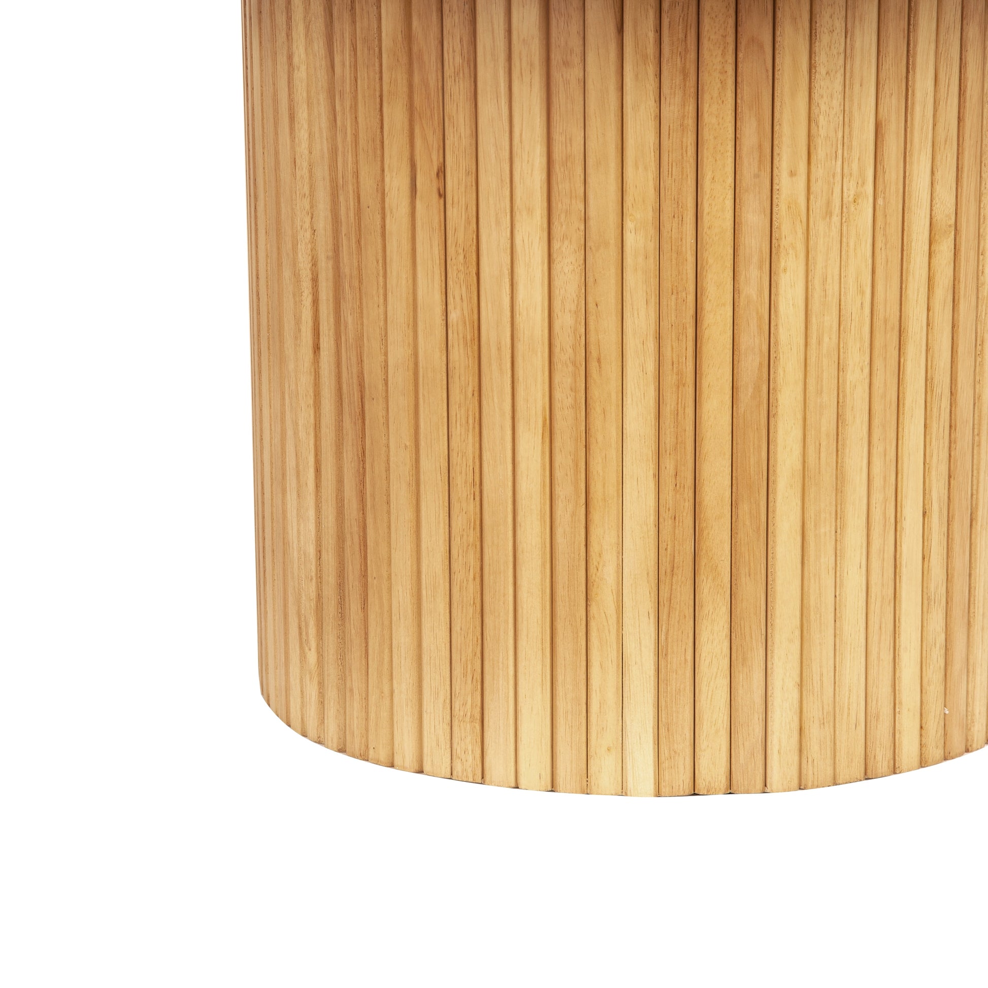 Farmhouse Round Coffee Table with Pedestal Base – Natural Oak Finish