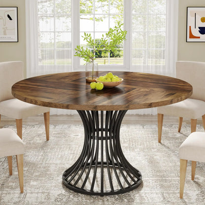 Industrial Round Dining Table for 4–6 People