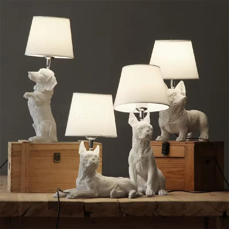 Nordic Animal Puppy LED Table Lamps for Living Room Modern Creative Decorative Bedroom Lamp Industrial Light Fixtures Luminaire