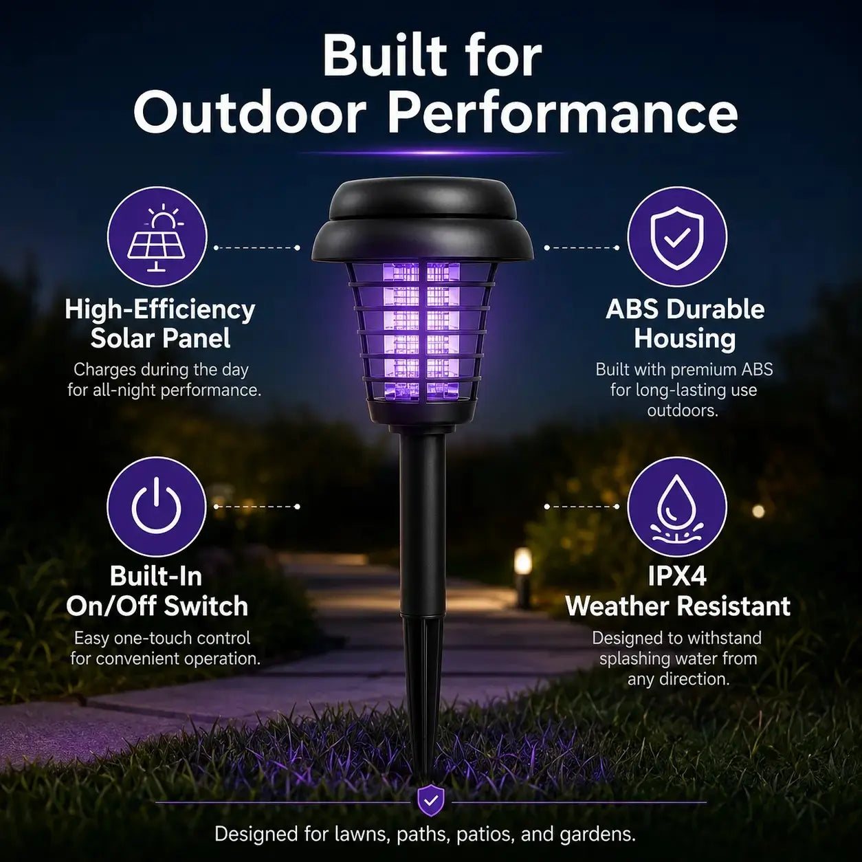 Solar Mosquito Zapper Pathway Light – 2-in-1 UV Bug Killer & LED Garden Lamp